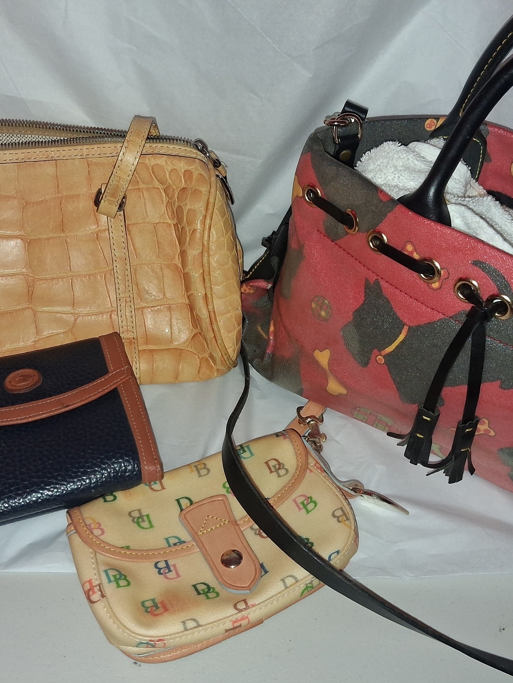 Dooney & Bourke Designer Bundle Lot - Croc Satchel, Scotty Dog Tote, Crossbody,